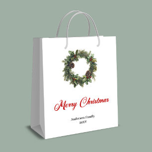 Sacola Para Presentes Média Saco de presente de Natal com nome e grinalda de p