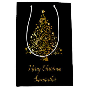 Sacola Para Presentes Média Saco de Presente de Natal de Árvore de Natal Preto