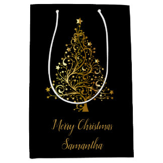 Sacola Para Presentes Média Saco de Presente de Natal de Árvore de Natal Preto