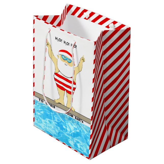 Sacola Para Presentes Média Saco de Presente de Natal de Natação Médio (Frente inclinada)