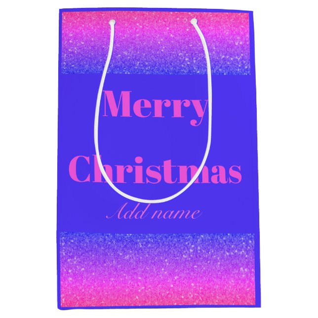 Sacola Para Presentes Média Saco de presente de Natal de nome personalizado (Frente)