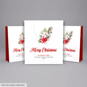 Sacola Para Presentes Média Saco de Presente de Natal de Poinsettia Vermelha B