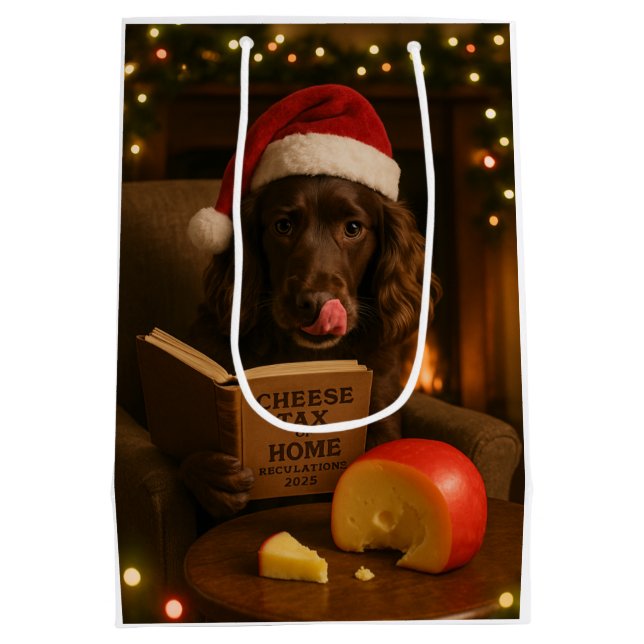 Sacola Para Presentes Média Saco de presente de Natal do Imposto sobre Queijo  (Verso)