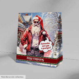 Sacola Para Presentes Média Saco de Presente de Natal Engraçado Papai Noel Méd