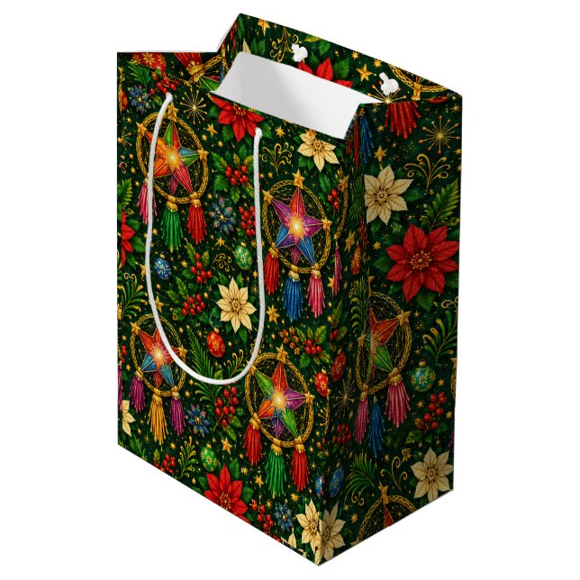 Sacola Para Presentes Média Saco de Presente de Natal Lanterna Estrela Tom Joi (Verso inclinado)