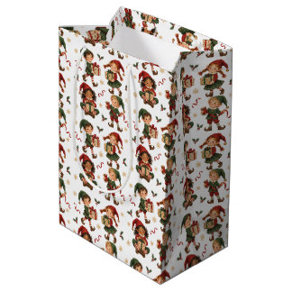 Sacola Para Presentes Média Saco de Presente de Natal Médio Little Elves