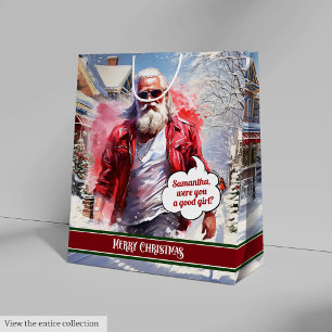 Sacola Para Presentes Média Saco de Presente de Natal Personalizado Cool Santa