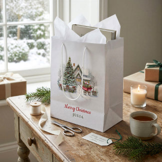 Sacola Para Presentes Média Saco de Presente de Natal Personalizado de Cabana