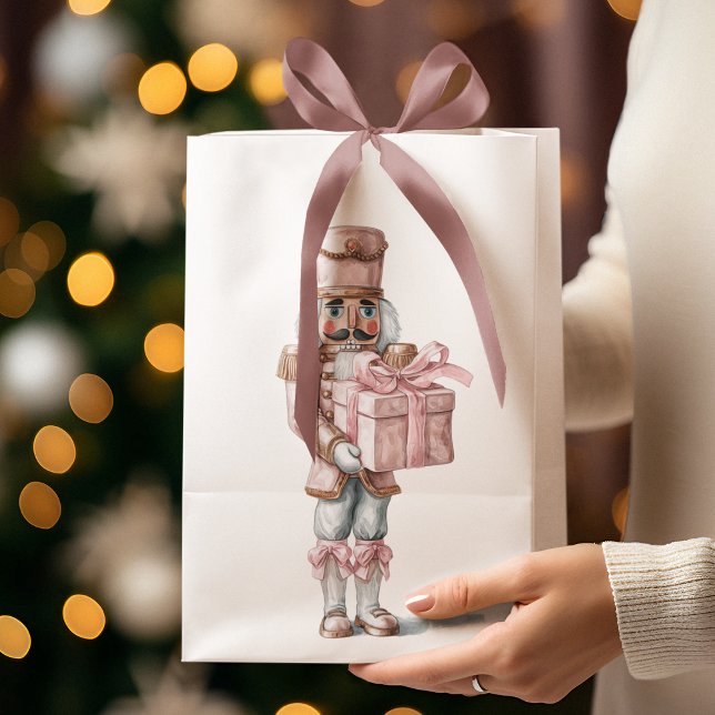 Sacola Para Presentes Média Saco de Presente de Natal Pink Nutcracker (Criador carregado)