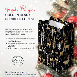 Sacola Para Presentes Média Saco de Presente de Natal Preto Dourado