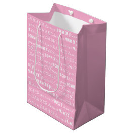 Sacola Para Presentes Média Saco de Presente de Natal Rosa e Branco | Rena de