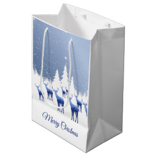 Sacola Para Presentes Média Saco de Presente de Natal Veado Azul