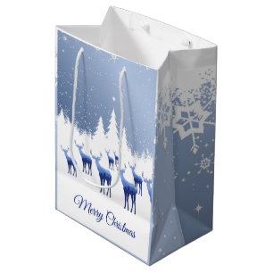 Sacola Para Presentes Média Saco de Presente de Natal Veado Azul