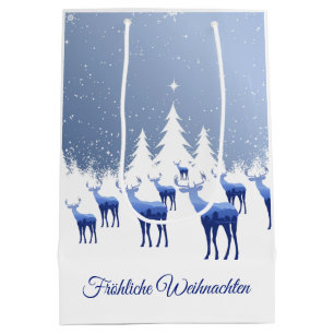 Sacola Para Presentes Média Saco de Presente de Natal Veado Azul Frohliche Wei