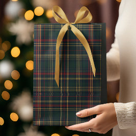 Sacola Para Presentes Média Saco de Presente de Natal Xadrez Verde Escuro e Ve