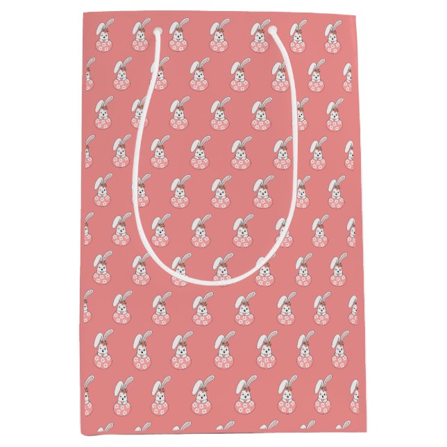 Sacola Para Presentes Média Saco de Presente de Páscoa Pastel - Personalizado  (Frente)