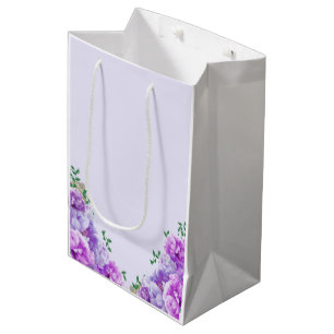 Sacola Para Presentes Média Saco de Presente de Peônia Roxa Minimalista