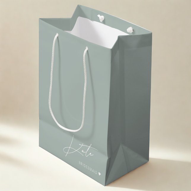 Sacola Para Presentes Média Saco de Presente de Proposta de Dama de Honra Sage (Criador carregado)
