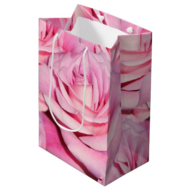 Sacola Para Presentes Média Saco de presente de rosa rosa (Frente inclinada)