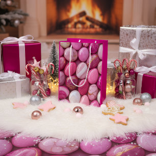 Sacola Para Presentes Média Saco de Presente de Seixos de Mármore Rosa Luxo