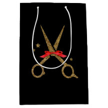 Saco de presente de tesoura de tesoura de ouro est