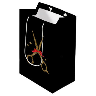 Sacola Para Presentes Média Saco de presente de tesoura de tesoura de ouro est