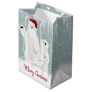 Sacola Para Presentes Média Saco de Presente de Ursos Polares de Natal
