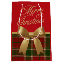 Saco de Presente de Xadrez de Natal Elegante com L