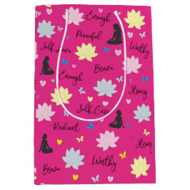 Sacola Para Presentes Média Saco de Presente | Design Floral de Lótus de Empod