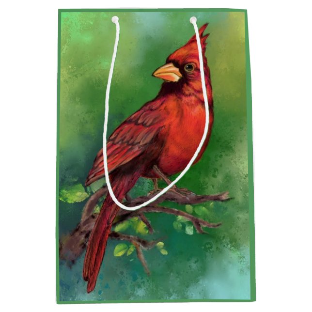 Sacola Para Presentes Média Saco de Presente do Cardinal Vermelho do Norte (Frente)