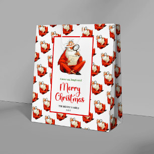 Sacola Para Presentes Média Saco de presente do Papai Noel engraçado e elegant