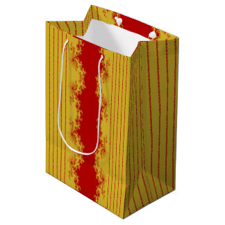 Sacola Para Presentes Média Saco de Presente Dourado e Vermelho Fractal de Nat