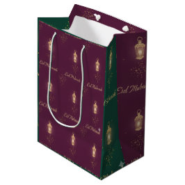 Sacola Para Presentes Média Saco de Presente Eid Magenta/Verde