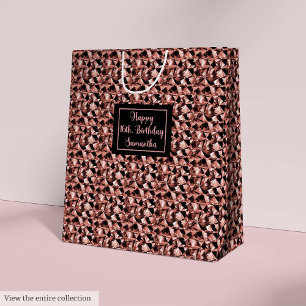 Sacola Para Presentes Média Saco de Presente Elegante Brilho Dourado Rosa Acen