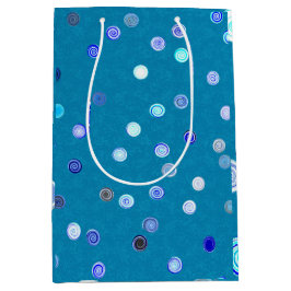 Sacola Para Presentes Média Saco de Presente Espirais de Bolinhas Azul