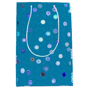 Sacola Para Presentes Média Saco de Presente Espirais de Bolinhas Azul