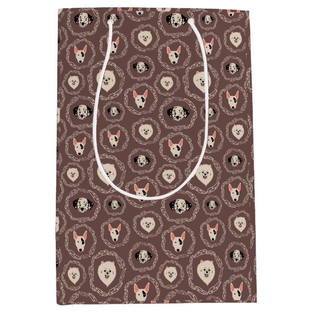 Sacola Para Presentes Média Saco de Presente Estampa de Cachorrinho (Frente)