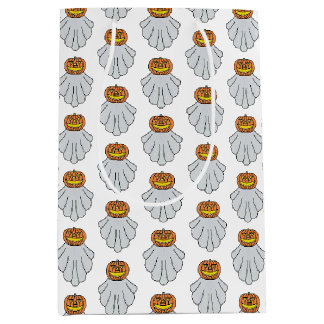 Sacola Para Presentes Média Saco de Presente - Fantasma de Abóbora (branco)