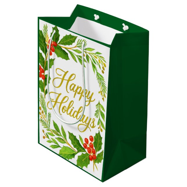 Sacola Para Presentes Média Saco de Presente 'Feliz Natal' (Verso inclinado)