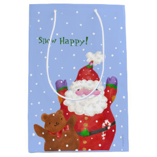 Sacola Para Presentes Média Saco de presente Feliz para a Neve