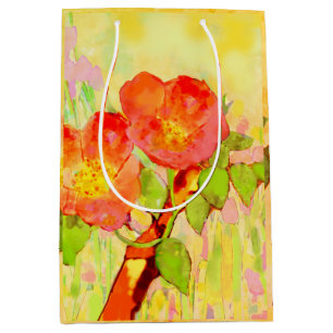 Sacola Para Presentes Média Saco de Presente Flor de Rosa Amarela Sweet Briar
