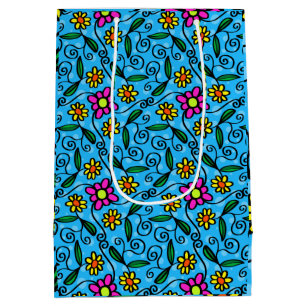 Sacola Para Presentes Média Saco de Presente Floral Abstrato