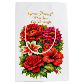 Sacola Para Presentes Média Saco de Presente Floral Inspirador – “Cresça Atrav