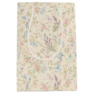 Sacola Para Presentes Média Saco de Presente Floral Pastel Grandmillennial Méd