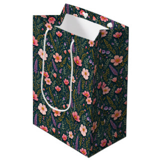 Sacola Para Presentes Média Saco de Presente Floral Terroso