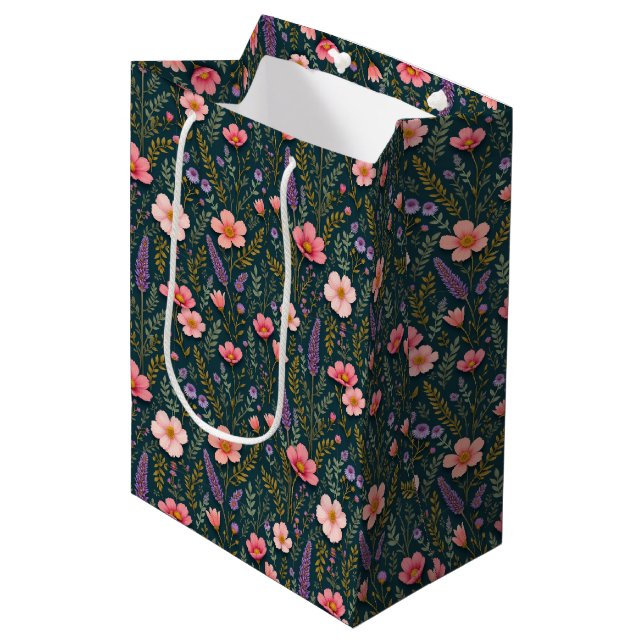 Sacola Para Presentes Média Saco de Presente Floral Terroso (Frente inclinada)