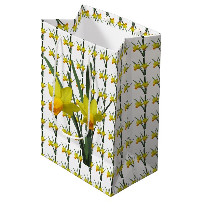 Sacola Para Presentes Média Saco de Presente - Flores de Narciso (Frente inclinada)