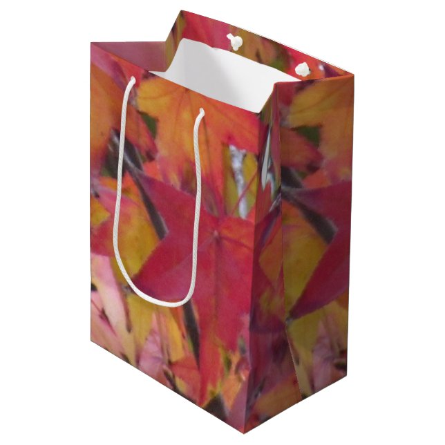 Sacola Para Presentes Média Saco de Presente - Folhas de Outono (Frente inclinada)