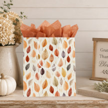 Saco de Presente Folhas de Outono em Marrom Ferrug