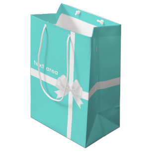 Sacola Para Presentes Média Saco de Presente Glamour Chic com Laço Azul Turque